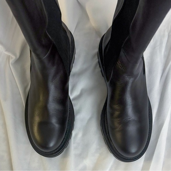 Poppy Barley Elevate Tall Chelsea Lug Sole Boots Black Leather Size 8.5 - Picture 5 of 10